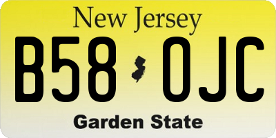 NJ license plate B58OJC