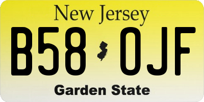 NJ license plate B58OJF