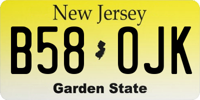 NJ license plate B58OJK