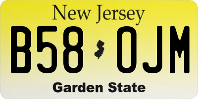 NJ license plate B58OJM
