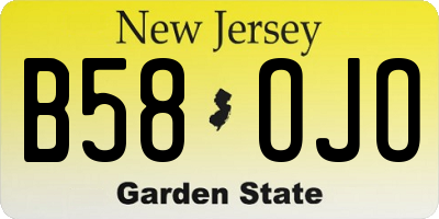 NJ license plate B58OJO