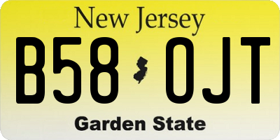 NJ license plate B58OJT