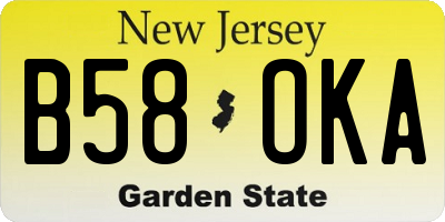 NJ license plate B58OKA