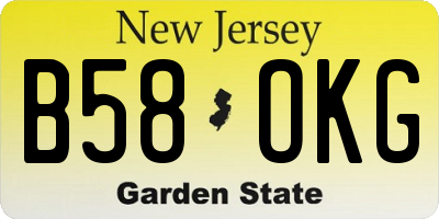 NJ license plate B58OKG
