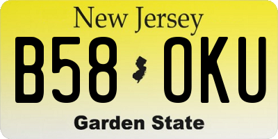NJ license plate B58OKU