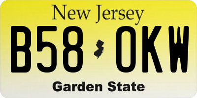 NJ license plate B58OKW