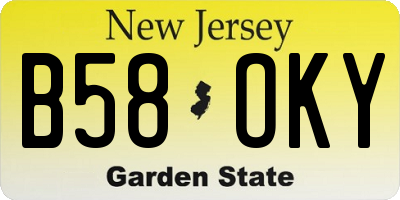 NJ license plate B58OKY