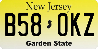 NJ license plate B58OKZ