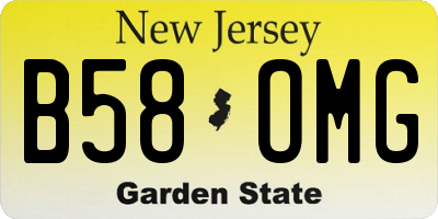 NJ license plate B58OMG