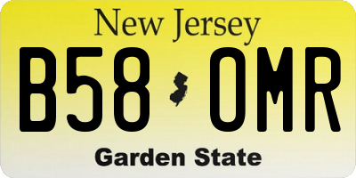 NJ license plate B58OMR
