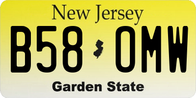 NJ license plate B58OMW