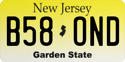 NJ license plate B58OND