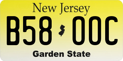 NJ license plate B58OOC