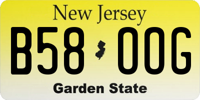 NJ license plate B58OOG