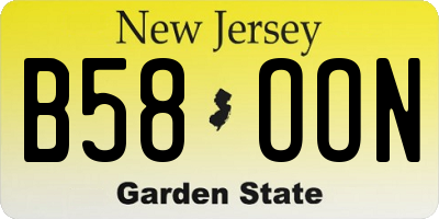 NJ license plate B58OON