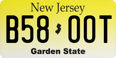 NJ license plate B58OOT