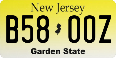 NJ license plate B58OOZ