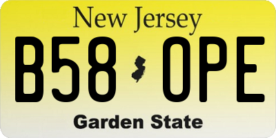 NJ license plate B58OPE