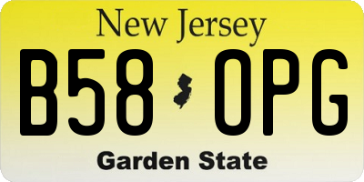 NJ license plate B58OPG