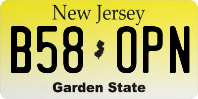 NJ license plate B58OPN
