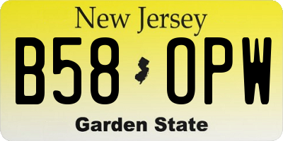 NJ license plate B58OPW