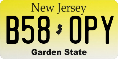 NJ license plate B58OPY