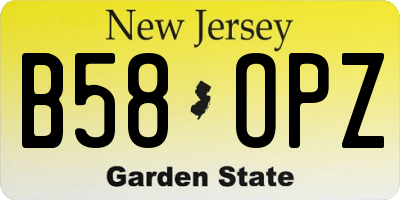 NJ license plate B58OPZ