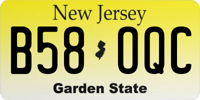 NJ license plate B58OQC