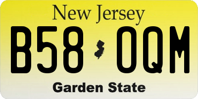 NJ license plate B58OQM