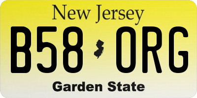 NJ license plate B58ORG