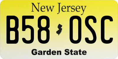 NJ license plate B58OSC