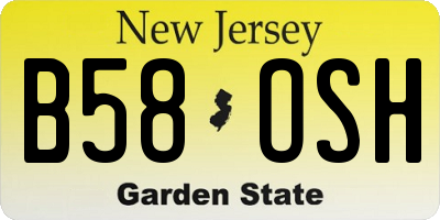 NJ license plate B58OSH