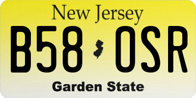 NJ license plate B58OSR