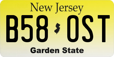 NJ license plate B58OST