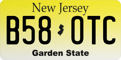 NJ license plate B58OTC