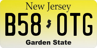NJ license plate B58OTG