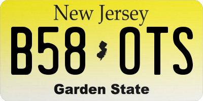 NJ license plate B58OTS