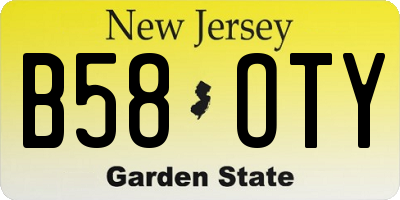 NJ license plate B58OTY