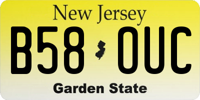NJ license plate B58OUC