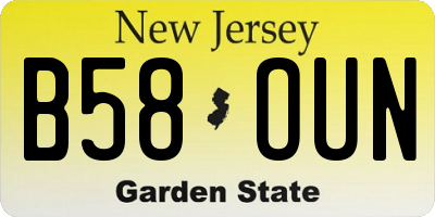 NJ license plate B58OUN