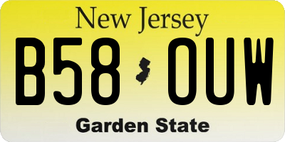 NJ license plate B58OUW