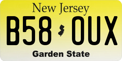 NJ license plate B58OUX