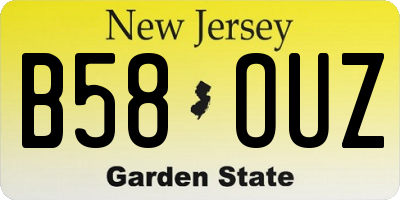 NJ license plate B58OUZ