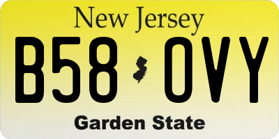 NJ license plate B58OVY