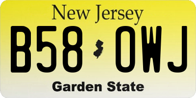 NJ license plate B58OWJ