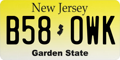 NJ license plate B58OWK