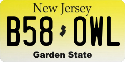 NJ license plate B58OWL