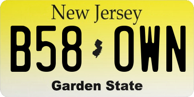 NJ license plate B58OWN