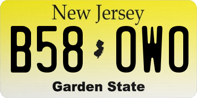 NJ license plate B58OWO