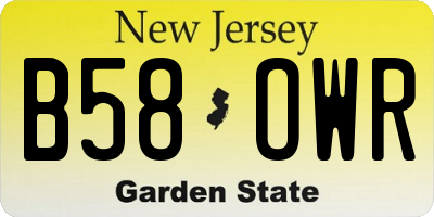 NJ license plate B58OWR